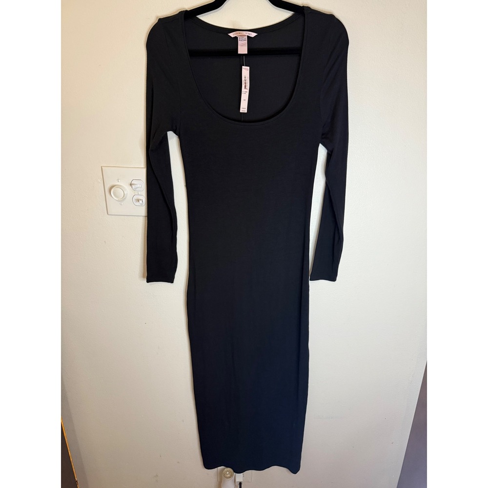 Victorias Secret Modal Scoop Neck Ribbed Long Sleeve Dress Size M NWT